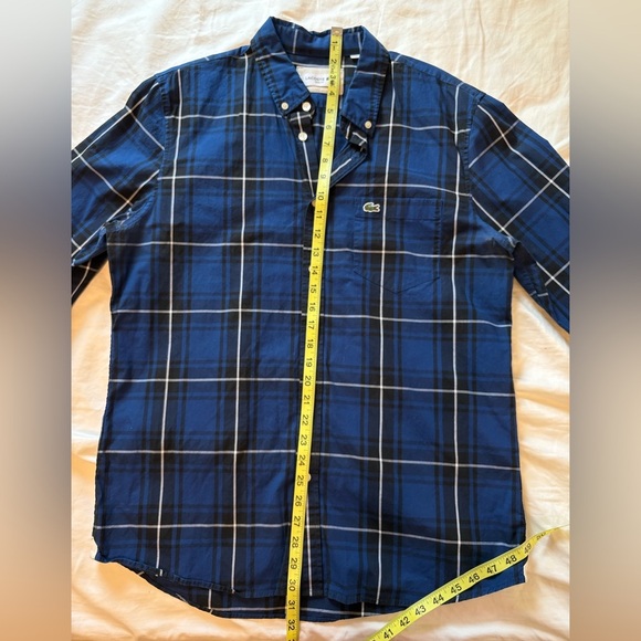 Lacoste Men’s Navy Plaid Long Sleeve shirt - Picture 6 of 7